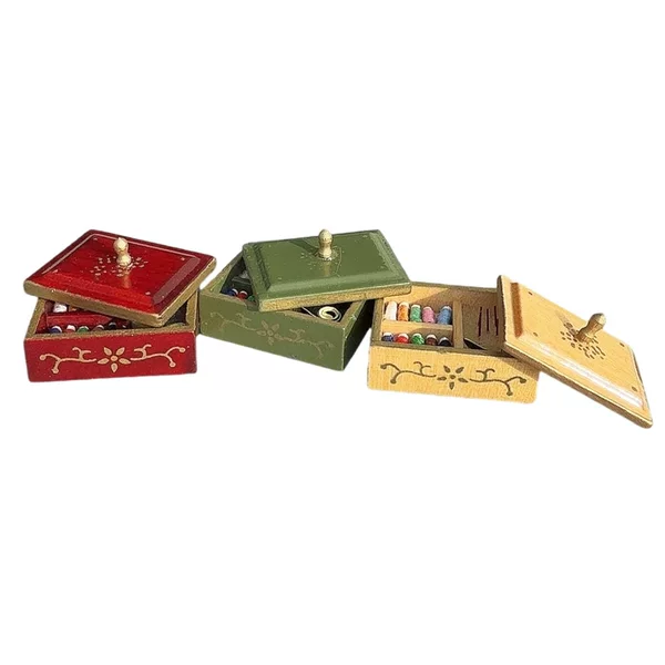 1:12 doll house diy hut 'mini furniture model sewing scene retro sewing box with lid pocket