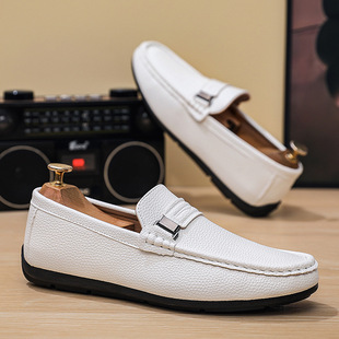 Doudou Shoes Men's New Summer Slip-On Lazy Casual Shoes Nubuck Leather Shoes Soft Sole Breathable Personality Versatile Korean Version