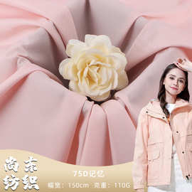 75D低弹记忆过胶 全涤平纹防水风衣面料 秋冬棉服羽绒服布料