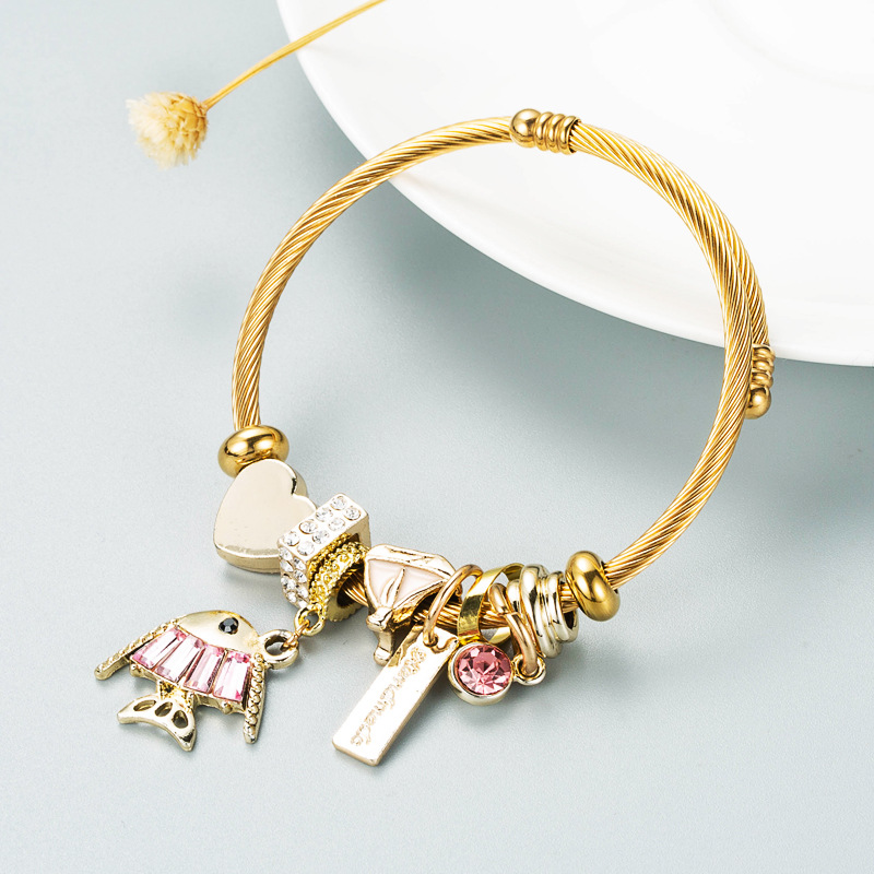 European and American Fashion Cool Cute Dora Multi-Element Pendant Alloy Bracelet Female DIY Creativ