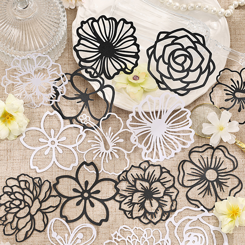 Silhueta flotante hueco perlada material de papel diy cuentas de mano material de decoración base transfronterizo retro encaje hueco papel