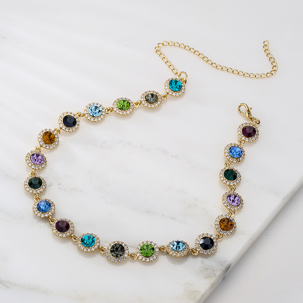 Fashion Geometric Copper Inlaid Zircon Bracelets Necklace