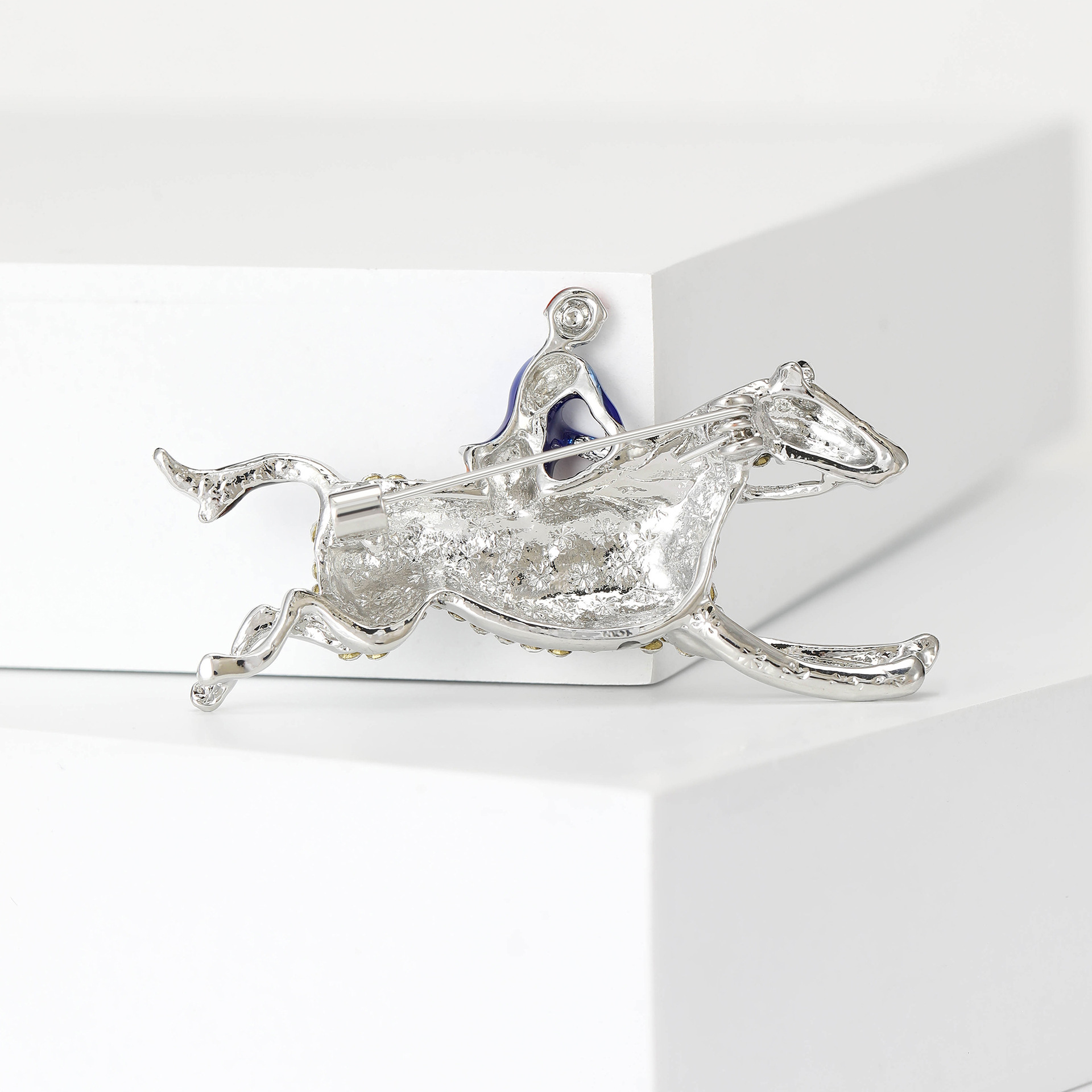 Enamel, Inlay Design Retro Pin Human Horse Alloy Enamel Inlay Rhinestones Men's Brooches