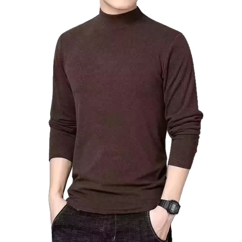 Los fabricantes de origen, los fabricantes de otoño e invierno, los hombres de manga larga de terciopelo alemán de doble cara más suéter cálido de terciopelo, camisetas de cuello medio alto para hombres