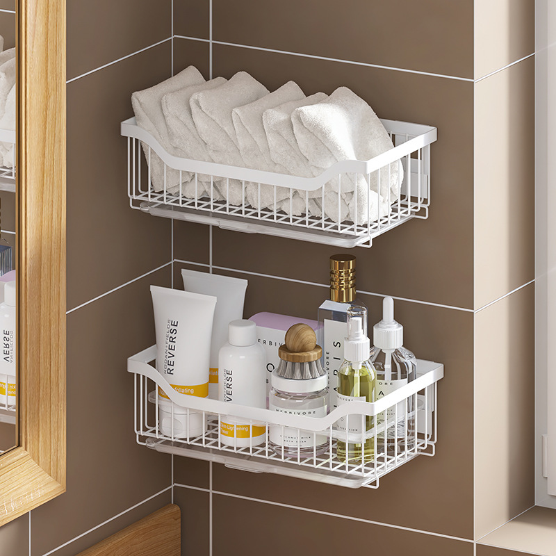 免安装水果篮浴室墙壁置物篮厨房蔬菜金属沥水篮壁挂多功能果蔬篮