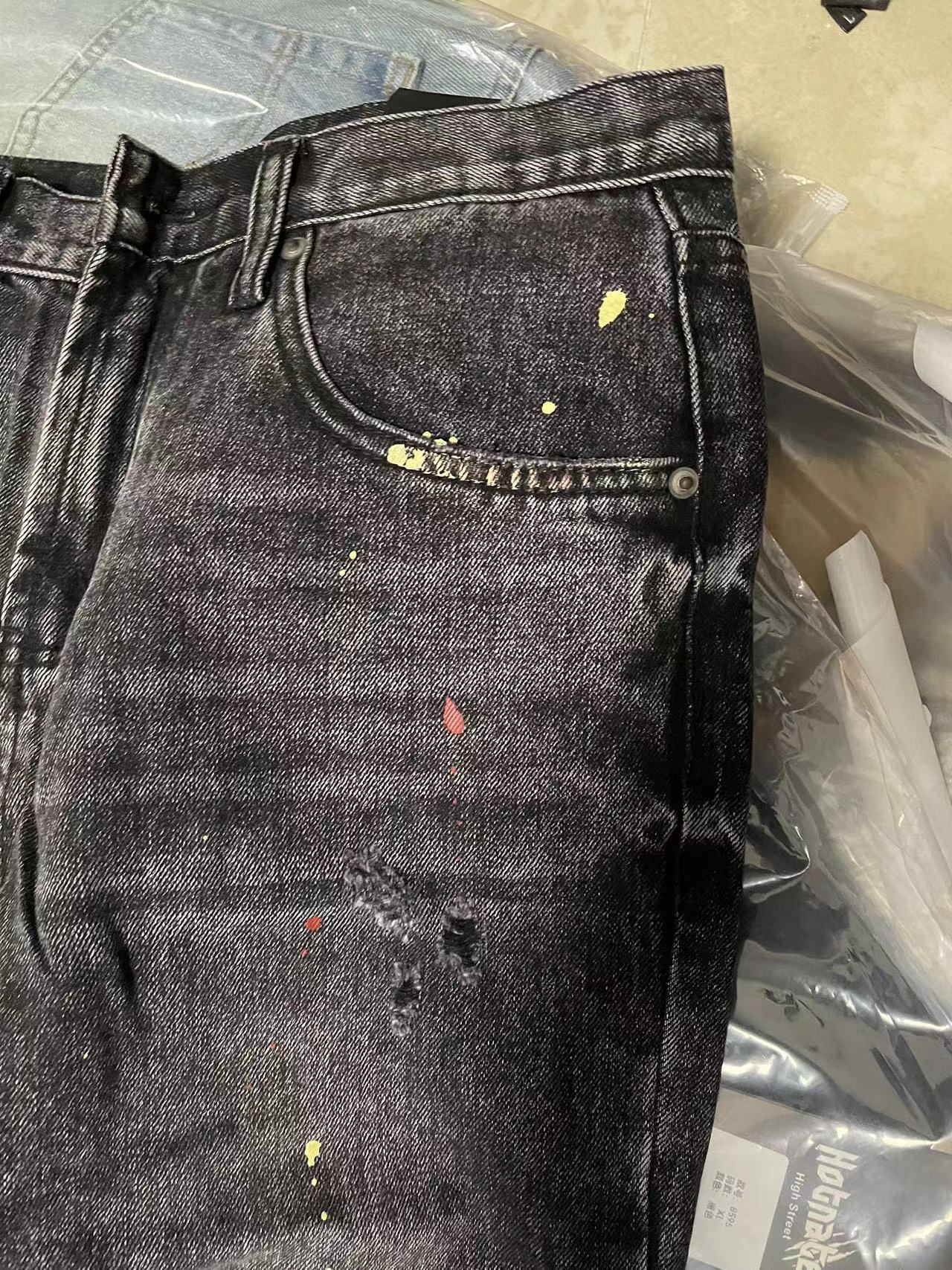 Men's Clothing three dimensional tailoring loose baggy ripped cat whisker flared pants for men and women jeans_voghion.com