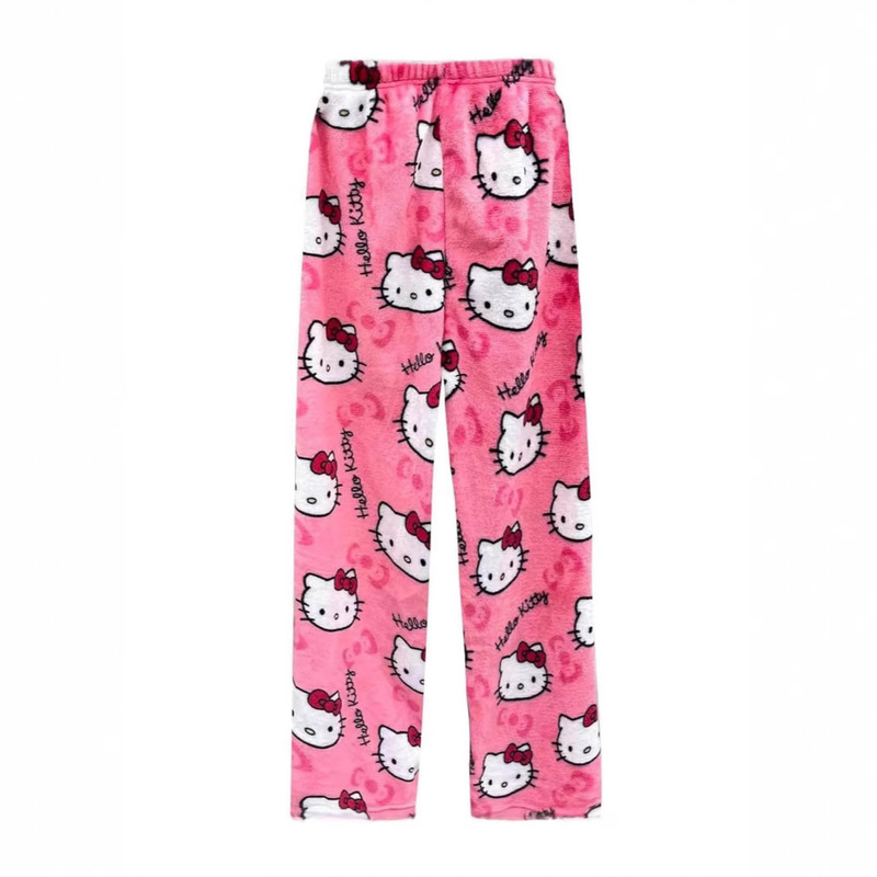 2025 Europe and America Cross-border Amazon HELLO KITTY Printed Casual Loose Pants Flannel Winter Pants 2025 Europe and America Cross-border Amazon HELLO KITTY Printed Casual Loose Pants Flannel Winter Pants