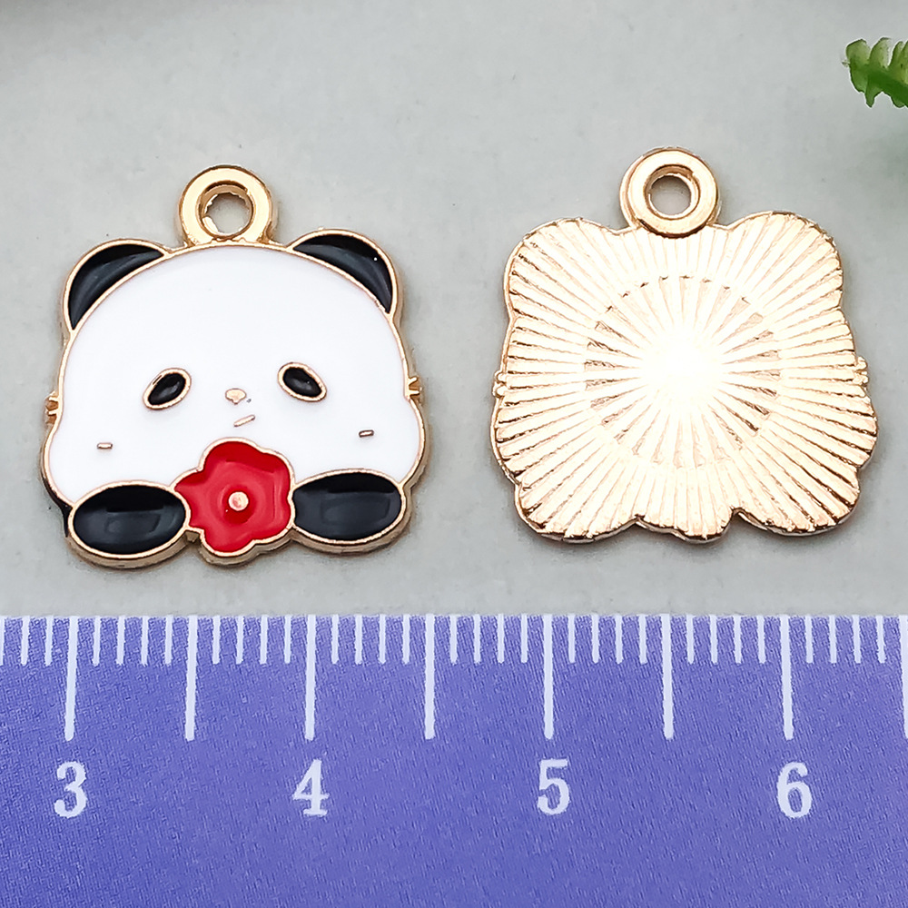 DIY dibujos animados panda bambú goteando aceite de aleación pendientes llavero animal colgante accesorios de joyería decoración de estilo chino