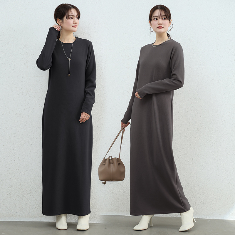 여성 기모 긴팔 롱 원피스 루즈핏 가을 겨울 데일리룩