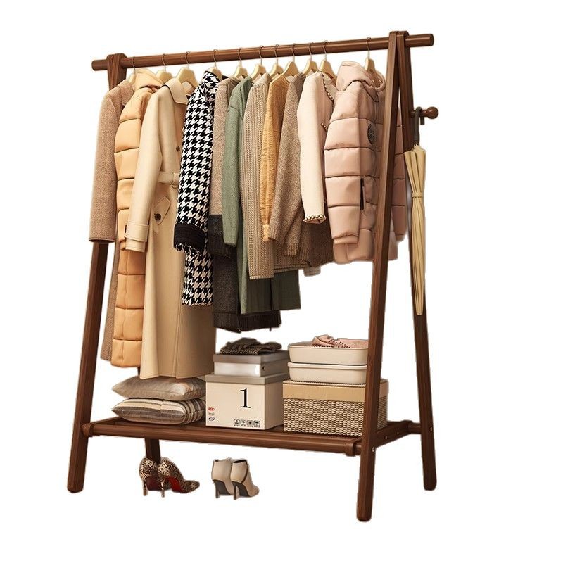 Percha de madera sólida percha de ropa doméstica piso percha de ropa habitación simple percha de secado de beech percha de ropa para el dormitorio percha de almacenamiento para el hogar