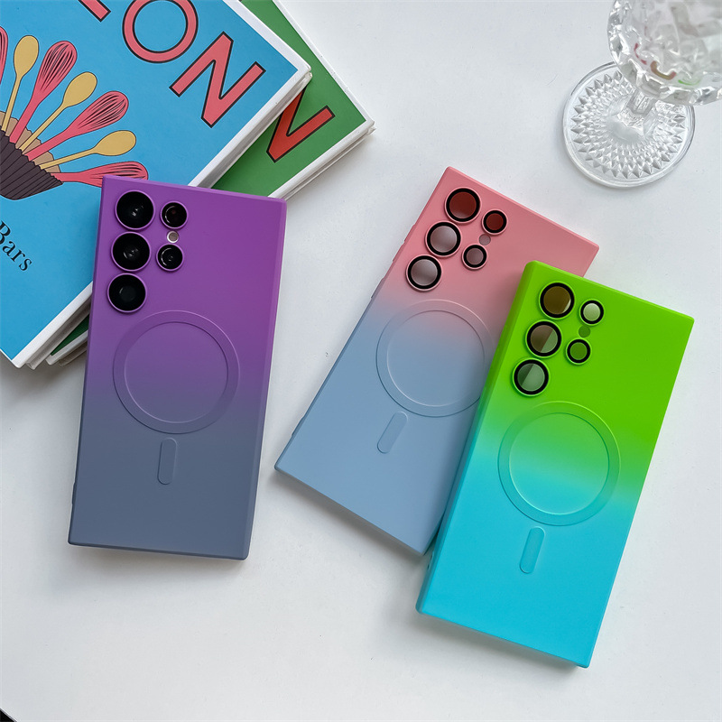 Funda magnética MagSafe para Samsung S26 con succión magnética, S25 Ultra con protector de lente, 24 Plus suave antihuellas.