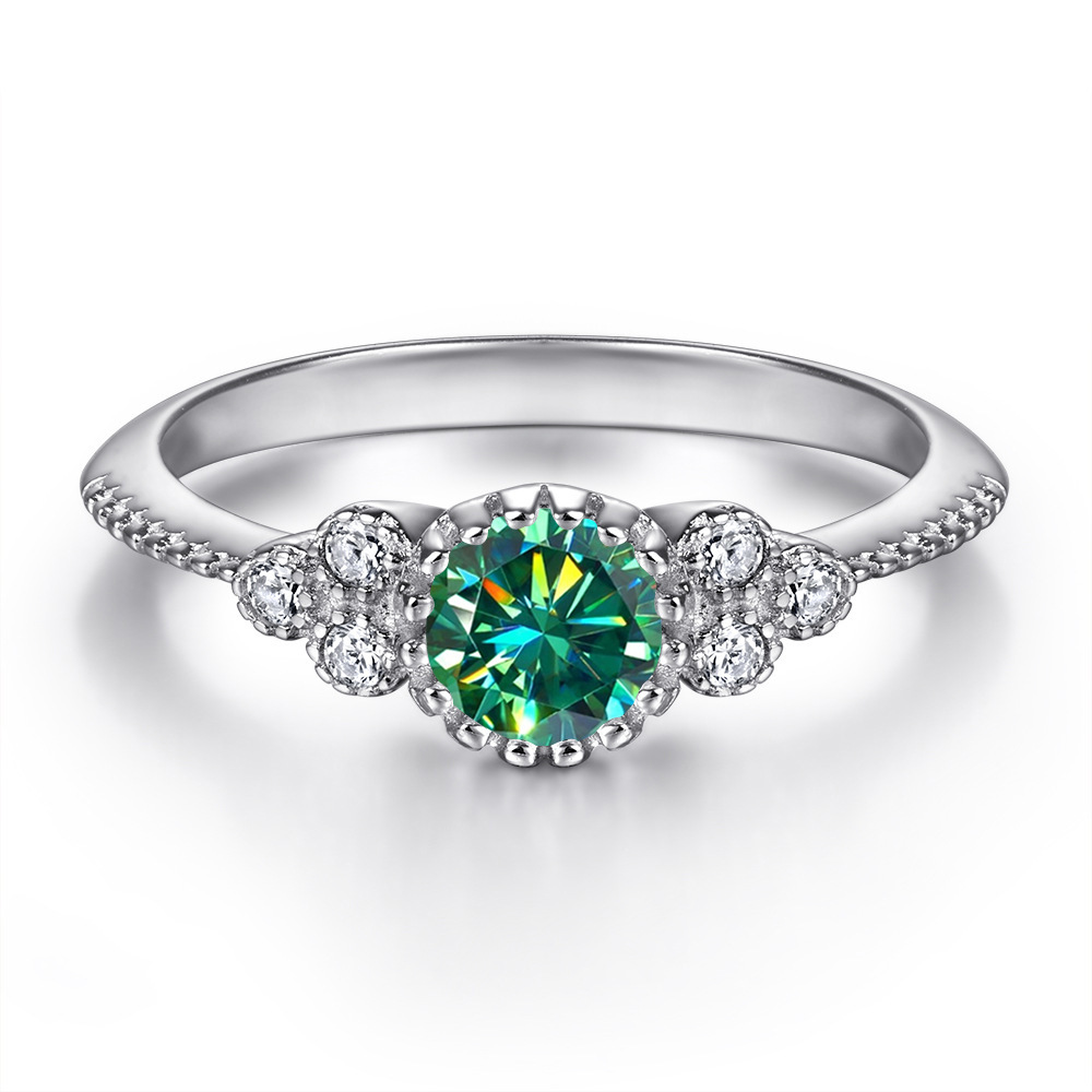 Anillo de plata esterlina s925 in color moissanita índice anillo de mujer amazon 0.5 quilates anillo de diamantes fabricantes al por mayor