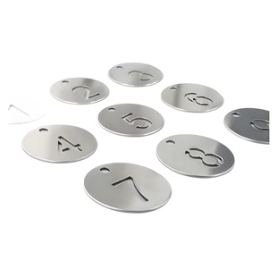 Stainless steel hollow digital number plate processing malatang hand card kindergarten cup hotel number key card
