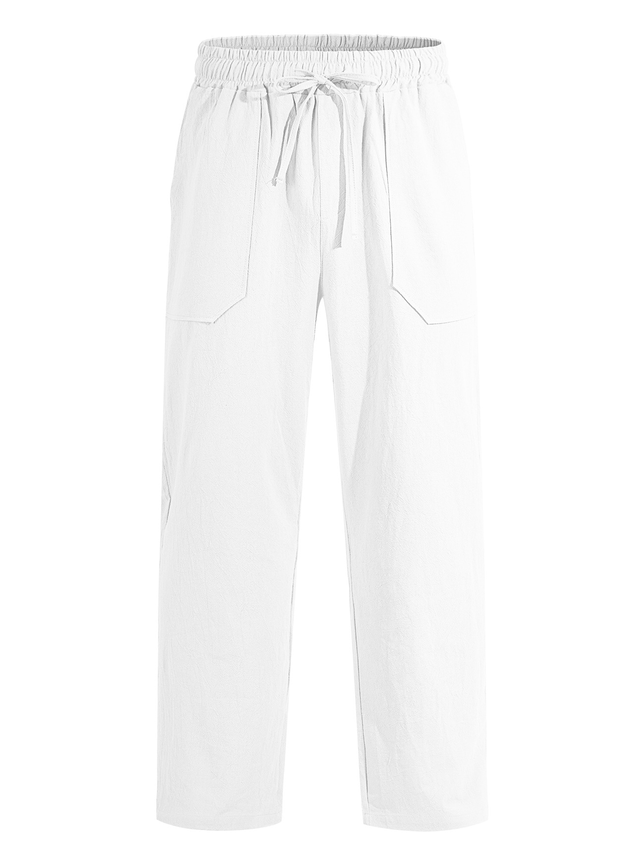 Transfronterizo Amazon algodón y cáñamo en stock pantalones de hombre grandes transpirables pantalones de color sólido pantalones de piernas de calzado casual básico