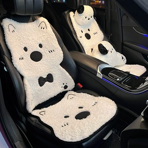 Car Seat Cushion Winter Thickened Stuffed Warm Seat Cover 25 New Cartoon Cute West Highland Car Breathable Seat Cushion