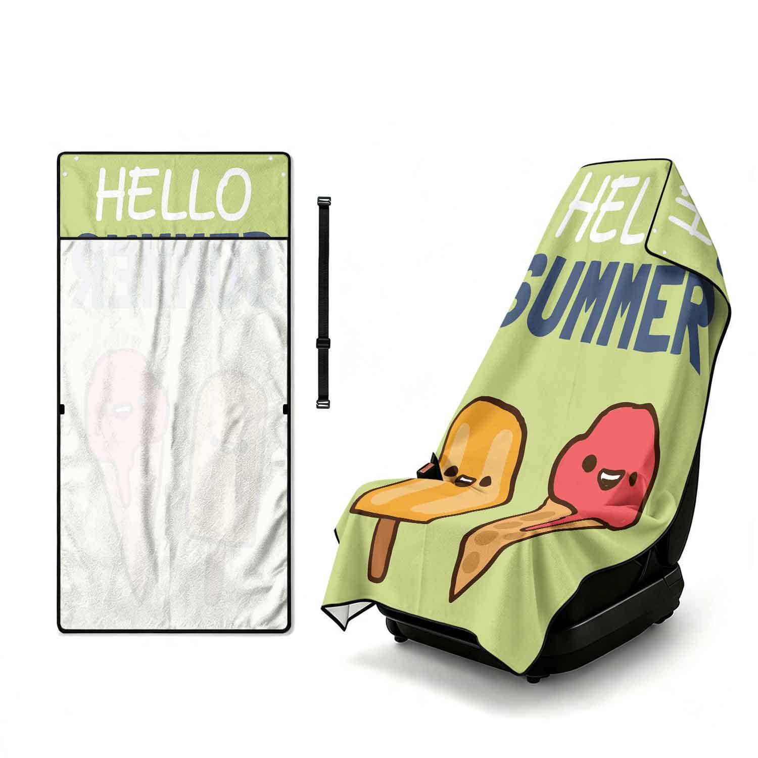 Summer bath towel and car seat cover 2-in-1, ultra-fine fiber outdoor beach and car dual-use universal seat cushion