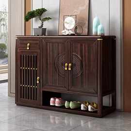 新中式乌金木实木鞋柜玄关柜现代简轻奢家用室外门口入户门客厅柜