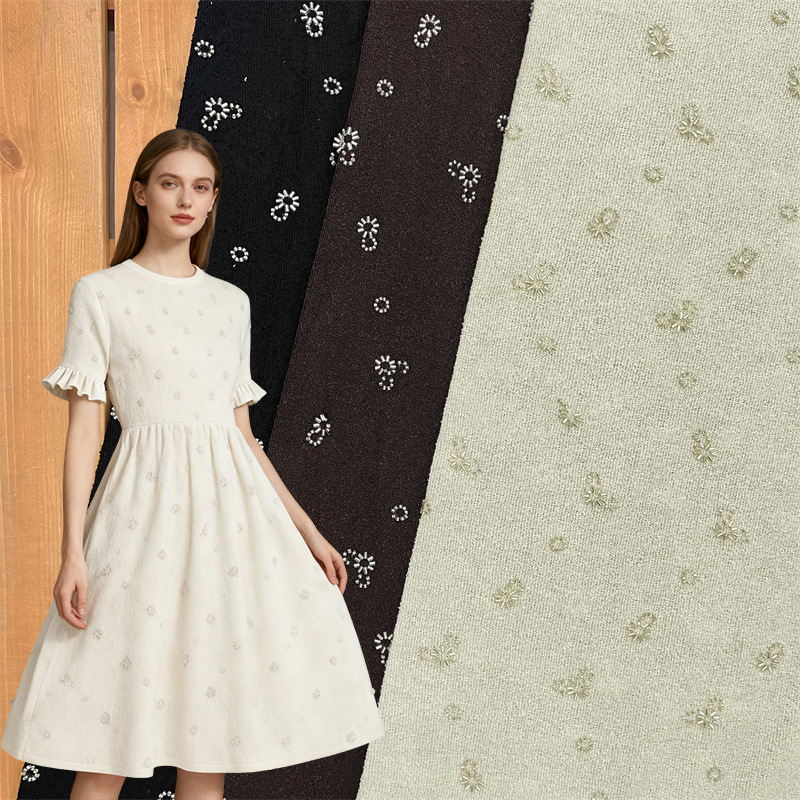 2026 New Spring and Summer Polyester Elastic Bead Embroidery Fabric Women's Suit Designer Accessories Sequin Embroidery Fabric