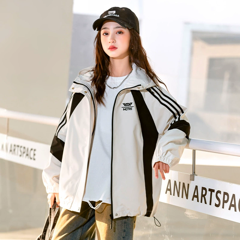 Куртка с капюшоном для девочек A3, весенне-осенний стиль 2024, свободная повседневная ветровка для девочек 12 лет и старше, детская одежда.