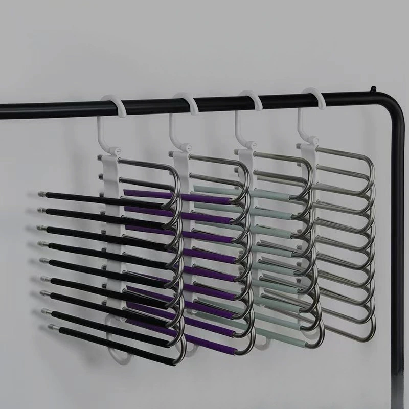 Многофункциональная волшебная вешалка для брюк, подвесная складная вешалка для хранения домашнего гардероба, многослойная вешалка для брюк из нержавеющей стали, противоскользящая вешалка для хранения