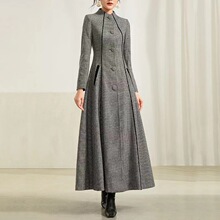 秋冬毛呢外套女2025年新款中长款收腰显瘦百搭千鸟格呢子大衣外套