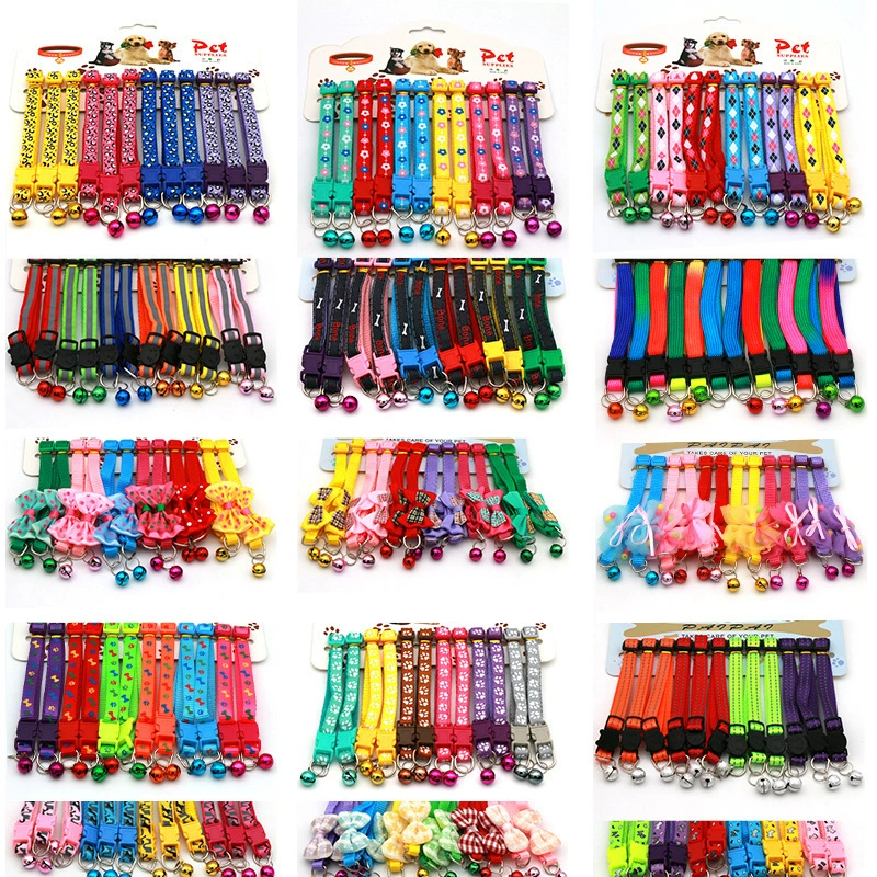 Цветной ошейник для домашних животных с принтом Кошечный воротник Ожерелье для домашних животных с набором карт Bell Dog Cat