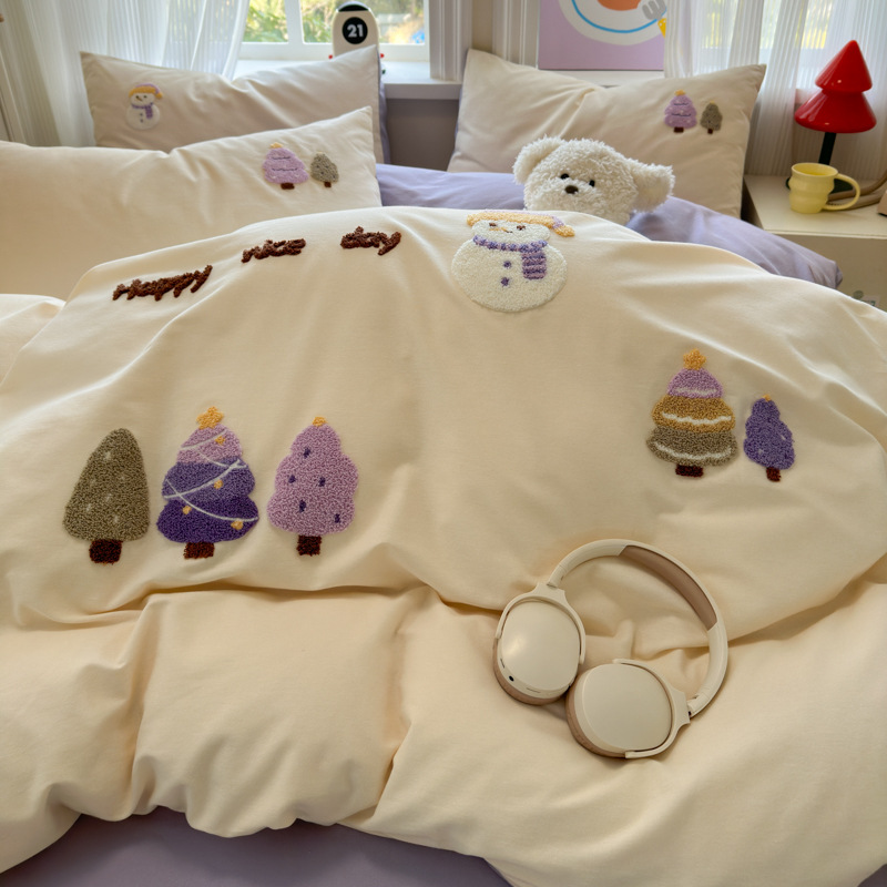 Categoría A otoño y invierno engrosado algodón molido cama de cuatro piezas 100 algodón puro niños dibujos animados colchón set de tres piezas