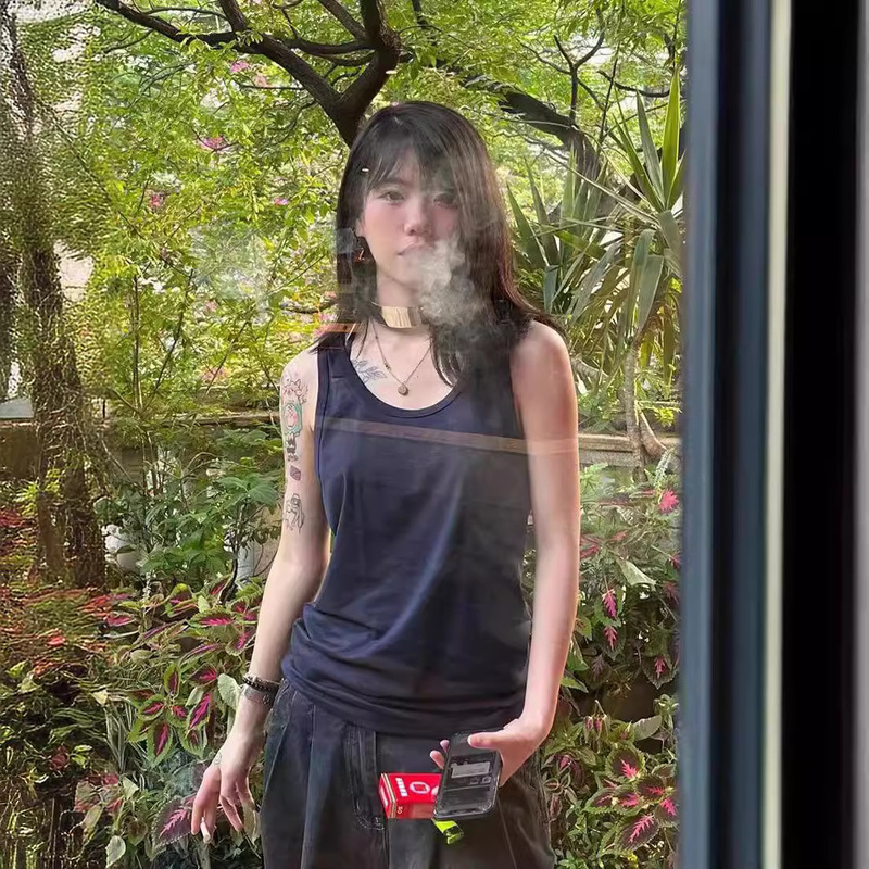 Pure Cotton retro hot girl white camisole women's summer inner wear outer wear sleeveless I-shaped basketball sports top