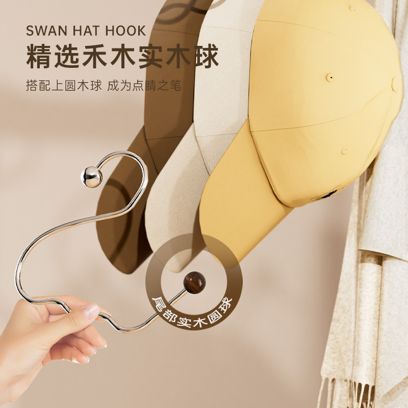 Sombrero, percha, artefacto de almacenamiento, dormitorio, hogar, bufanda antideslizante sin costuras, gancho multifuncional de acero inoxidable al por mayor