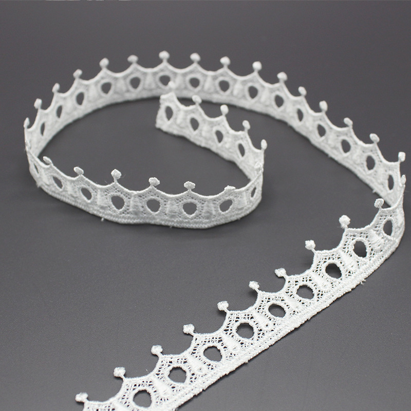 新款水溶刺绣牛奶丝花边2cm现货白色镂空单边小条码蕾丝婚纱辅料