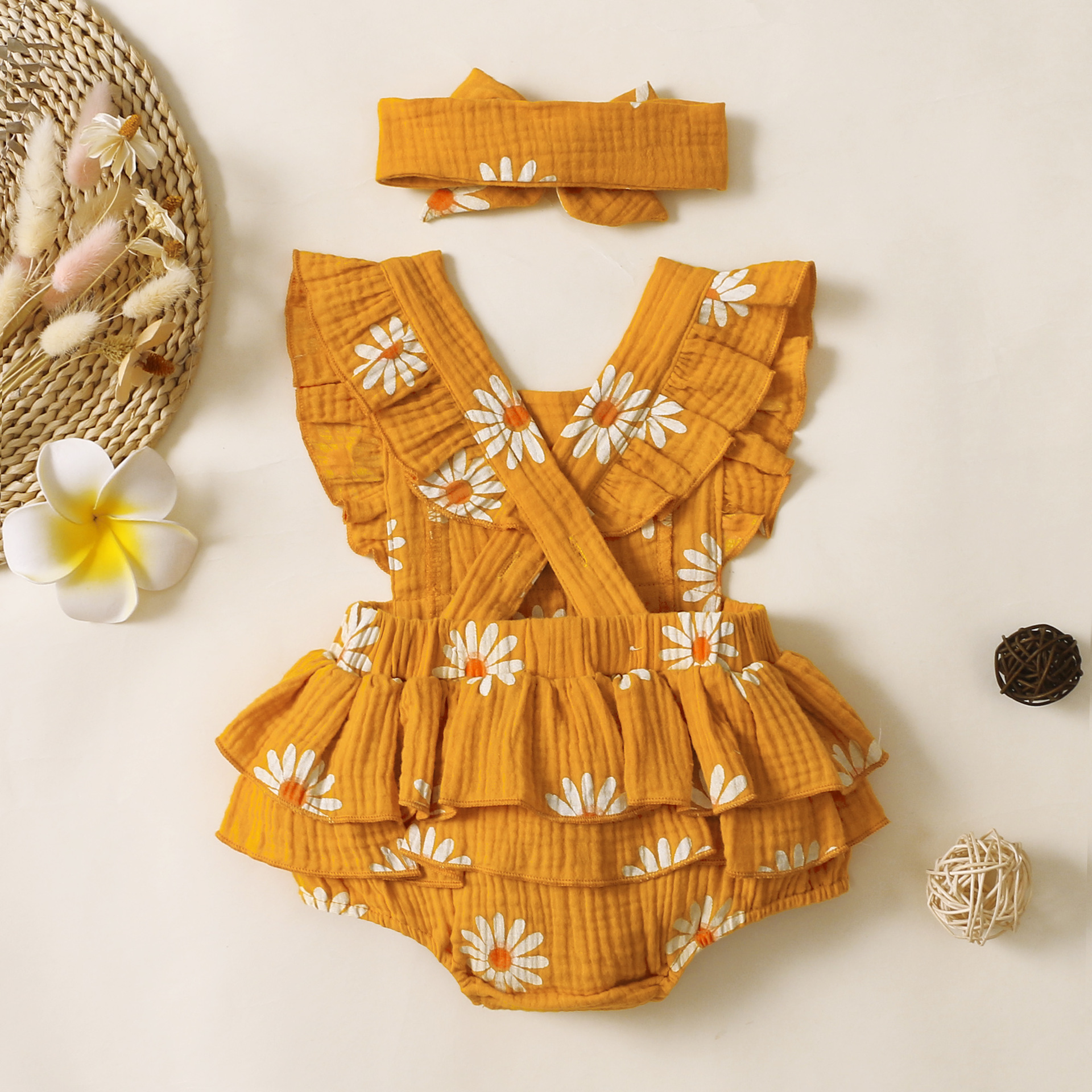 Cute Daisy Bowknot Cotton Blend Girls Dresses display picture 4