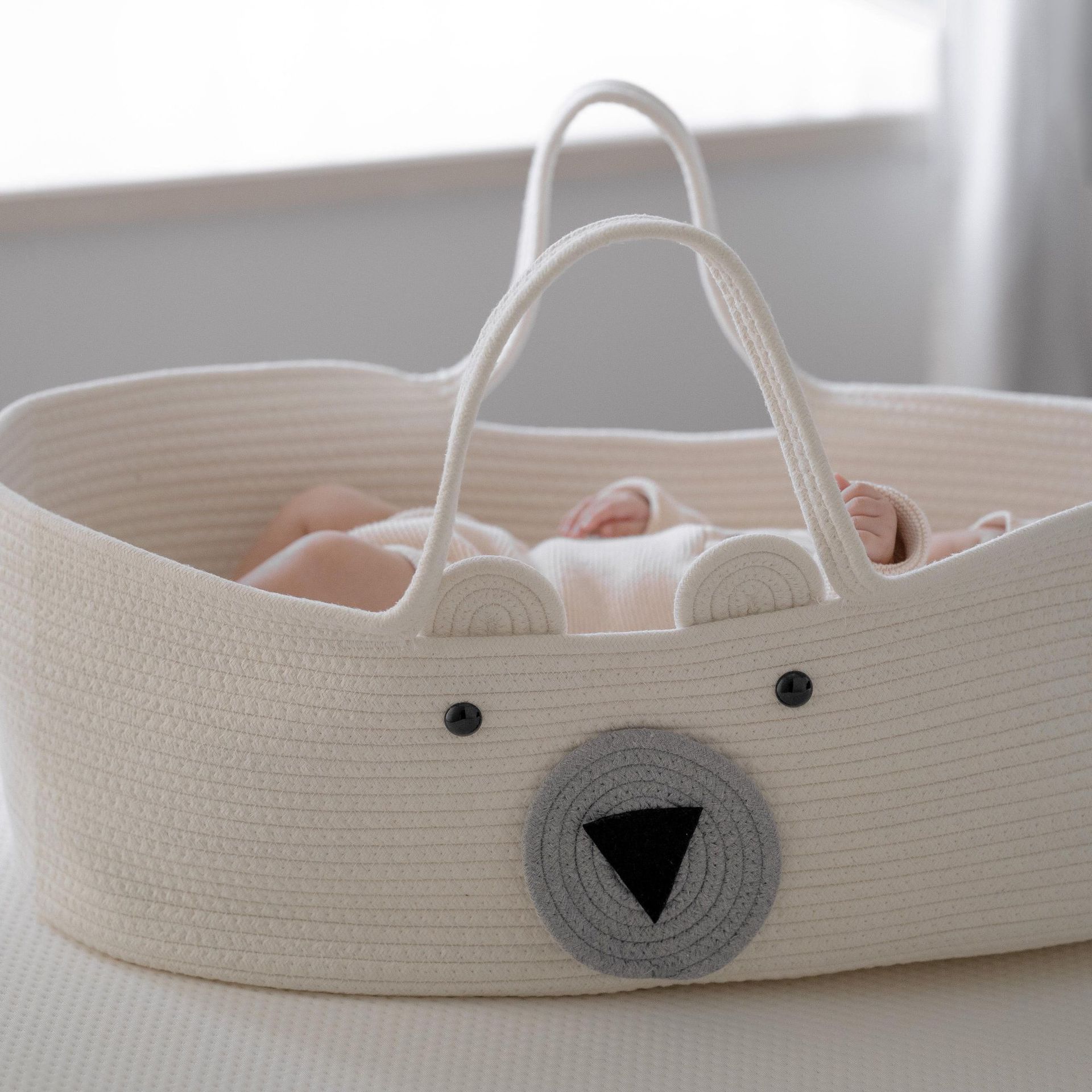 婴儿手提篮 便携式纯棉编织婴儿睡篮 外出手提婴儿床详情24