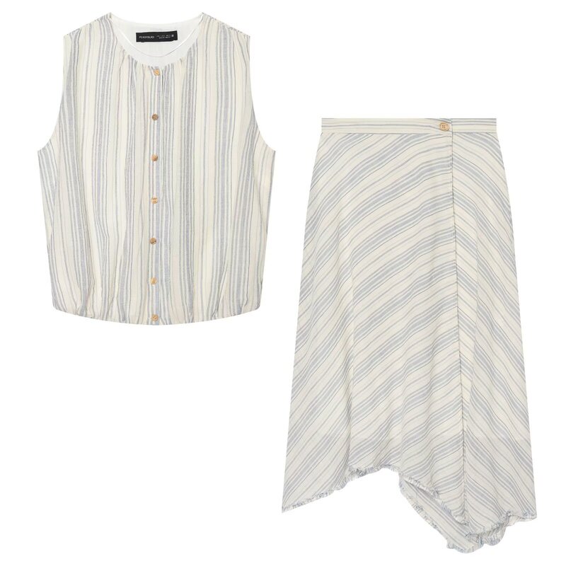2026 Summer New Products European and American Cross-Border Women's Clothing with Puffy Hem Shirt + Skirt Set W103 90661