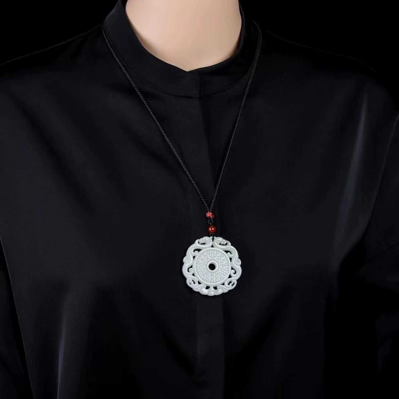 Pendant jade, antique protective amulet white jade