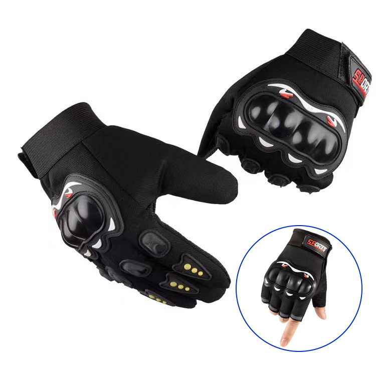 Guantes de motocicleta masculinos anti-caídas respirables para montar protectores de fitness de medio dedo guantes de dedo completo pantalla táctil