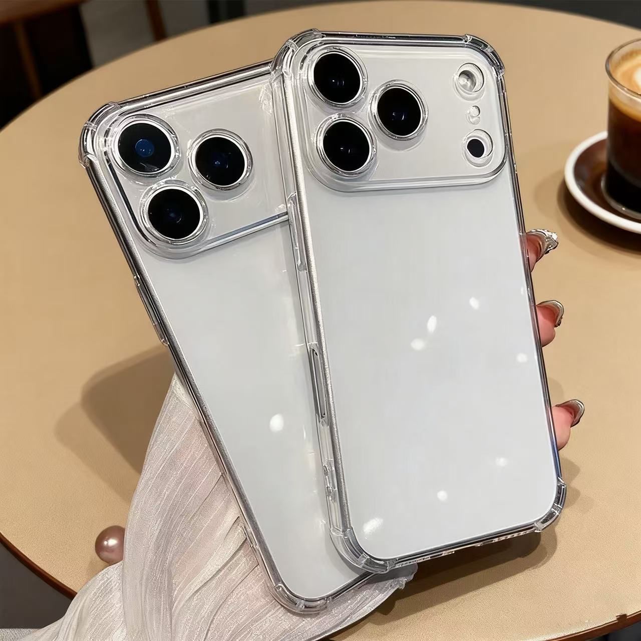 适用iphone17手机壳苹果16四角加厚15精孔14pro max透明防摔软壳