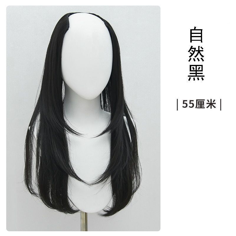 Transfronterizo coreano dulce hermana micro-rollo troyano estampado una pieza de pelucas de mujer seda de alta temperatura fábrica al por mayor