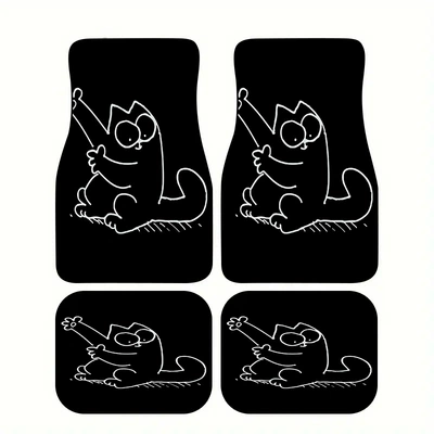 Cartoon Pattern Printed Car Driver's Foot Mats Cross-Border Universal Wear-Resistant and Anti-Dirty Flat Four-Piece Set of Car Foot Mats (Universal Foot Pad) - squirrel