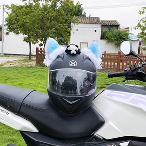 Motorcycle Helmet Decoration Thick Plush Cat Ear Accessories Detachable