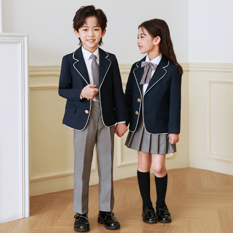 Traje uniforme escolar para niños primavera y otoño invierno estilo de la Universidad británica Primer Grado Escuela Primaria estudiante clase uniforme jardín de infantes traje de uniforme de jardín