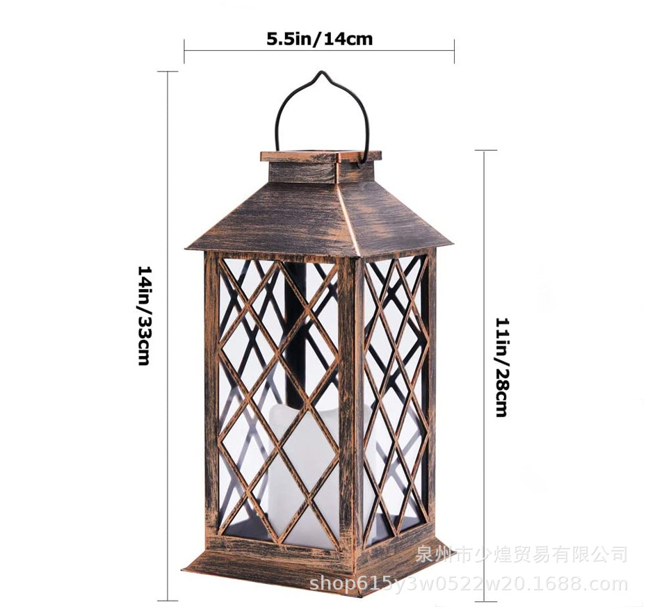 亚马逊太阳能蜡烛风灯 户外庭院复古宫灯 氛围景观花园装饰灯-阿里巴巴