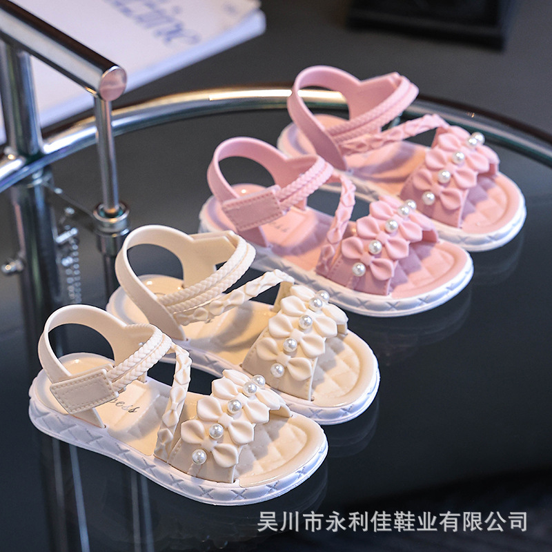 Sandalias para niñas para bebés de verano antideslizante para niñas estudiantes princesa fábrica directa al por mayor comercio exterior fondo suave