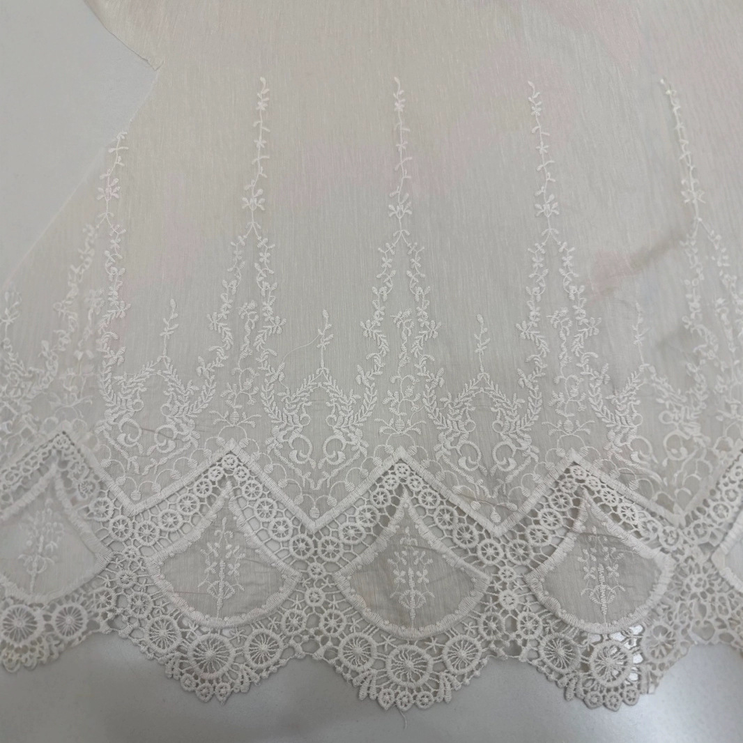 新款镂空棉布刺绣家纺面料布料服饰辅料裙脚花幅宽130cm