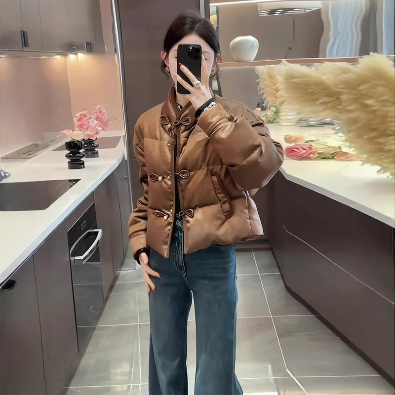 预售新中式国风设计感盘扣短款羽绒服女冬季小众白鸭绒小个子保暖|undefined