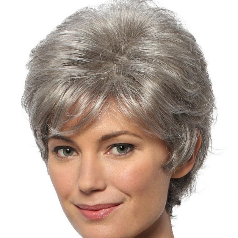 European and American wig grandma gray middle-aged fashion short curly hair full head wig factory in stock a generation of hair