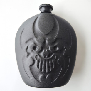 [read one] in stock ghost head hip flask funnel 6 oz 304 stainless steel mirror wine shaped pull wind wine