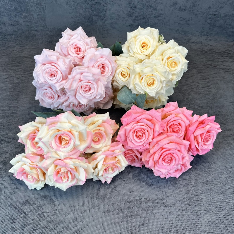 7-Cabeza de diamante Rosa flor artificial boda Hotel decoración ramo hogar boda habitación decoración flor falsa Flor de seda al por mayor