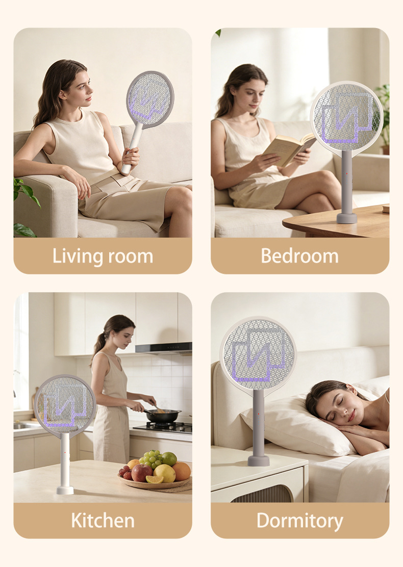 Cross-border new electric mosquito swatter rechargeable mosquito killer lamp household mosquito racket 2-in-1 automatic electric shock mosquito repellent wholesale