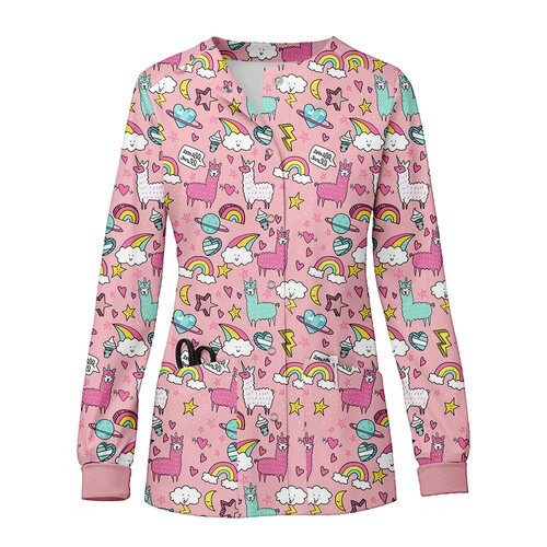 New product stretch printed short-sleeved shirt, nurse's clothes, surgical clothes, doctor's clothes, clinic dental hand-washing clothes