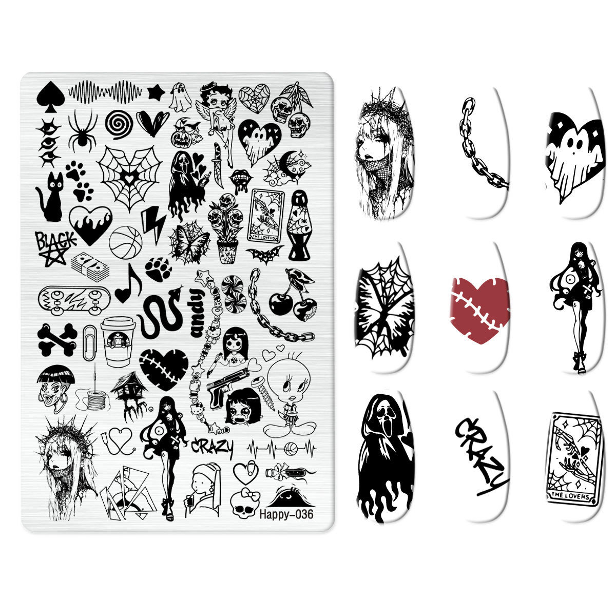 Xiaohongshu's Popular Jingtian Nail Art Stamping Plate Kt Cat Nail Art Bow Cartoon Line Frosted Stamping Plate